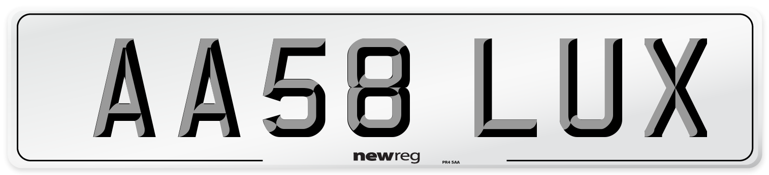 AA58 LUX Number Plate from New Reg